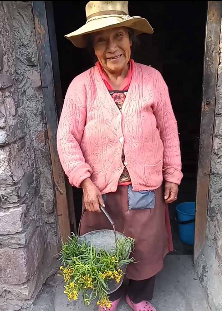 Una 'caminata' por los senderos de la bioeconomía ancestral Una ‘caminata’ por los senderos de la bioeconomía ancestral - Adela Herrera con la maicha en el balde