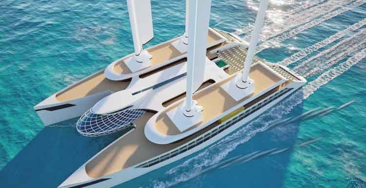 El futuro del crucero de placer: velas, combustibles renovables y poco calado para llegar a lugares paradisíacos con mínimo impacto ambiental El futuro del crucero de placer velas, combustibles renovables y poco calado para llegar a lugares paradisíacos con mínimo impacto ambiental-frente