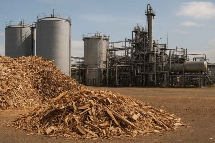 Bioetanol a partir de madera Japón avanza en combustibles sostenibles Producción de bioetanol a partir de residuos de madera para aviación sostenible