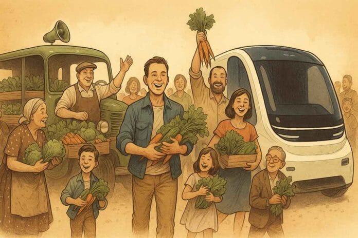 El regreso triunfal del verdulero itinerante… en versión 5.0 Camiones eléctricos son transformados en granjas verticales móviles con cultivos hidropónicos de microvegetales