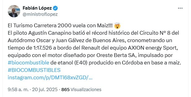 El etanol hizo historia en el autódromo de Buenos Aires