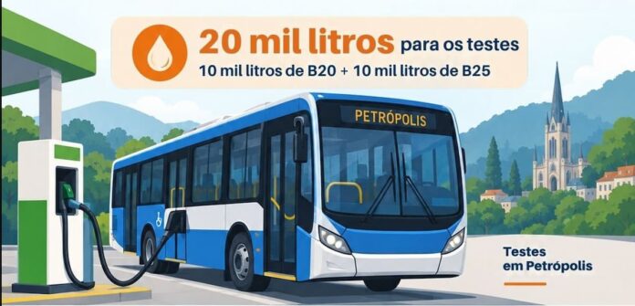 los buses de Petrópolis son el nuevo laboratorio a cielo abierto Bus urbano en Petrópolis abastecido con biodiésel B20 y B25 durante pruebas de campo en Brasil