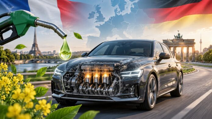 Combustión sostenible en Europa Francia y Alemania impulsan cambios en las reglas europeas de 2035 para permitir vehículos con motor de combustión que funcionen exclusivamente con combustibles renovables.